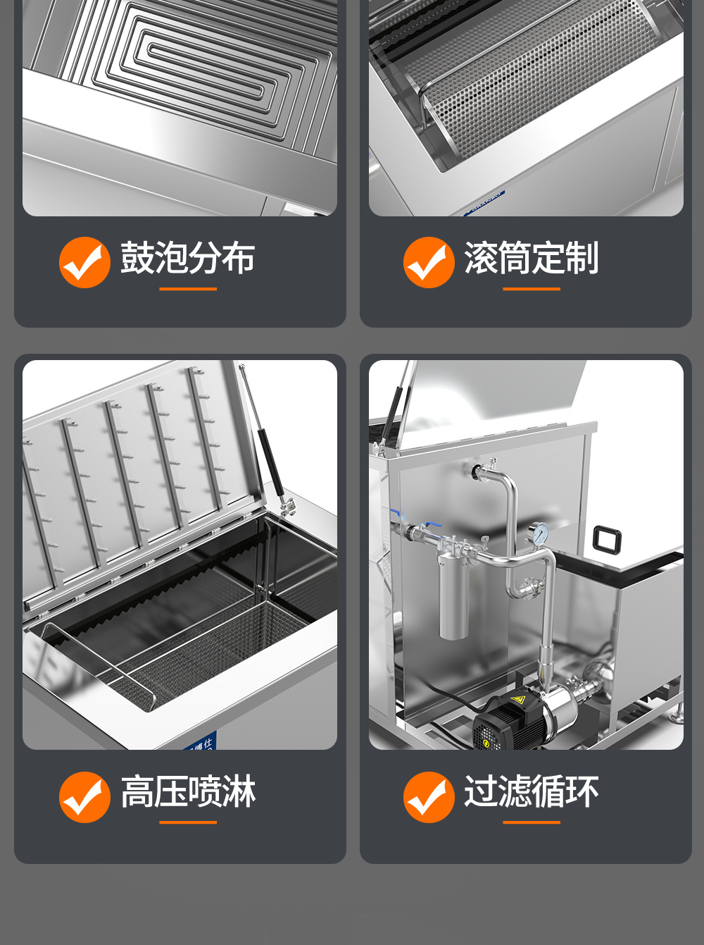 冠博仕GE72360H雙槽超聲波清洗機(jī)帶鼓風(fēng)烘干 | 360L/3600W | 高效去除油脂、鐵銹、油蠟、灰塵、切削液及氧化皮